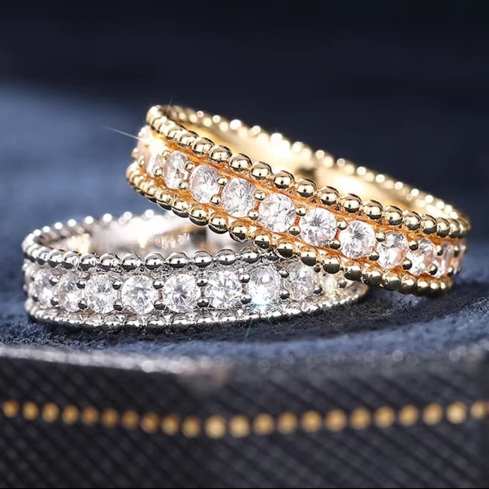 Huitan Silver Color/Gold Color Inlaid Sparkling Shiny CZ Ring